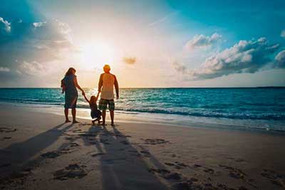 Family on beach