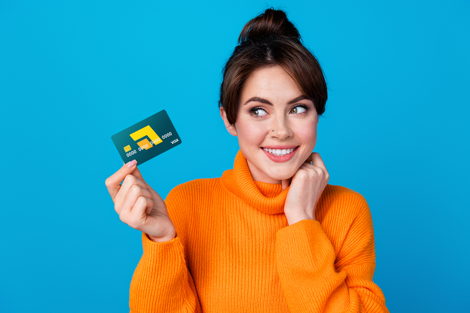 women holding a credit card