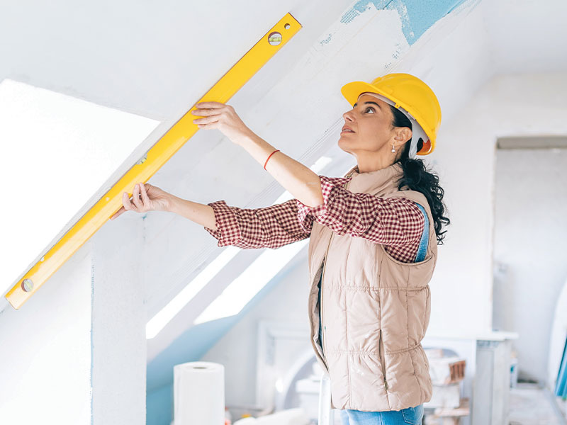 Women renovating house